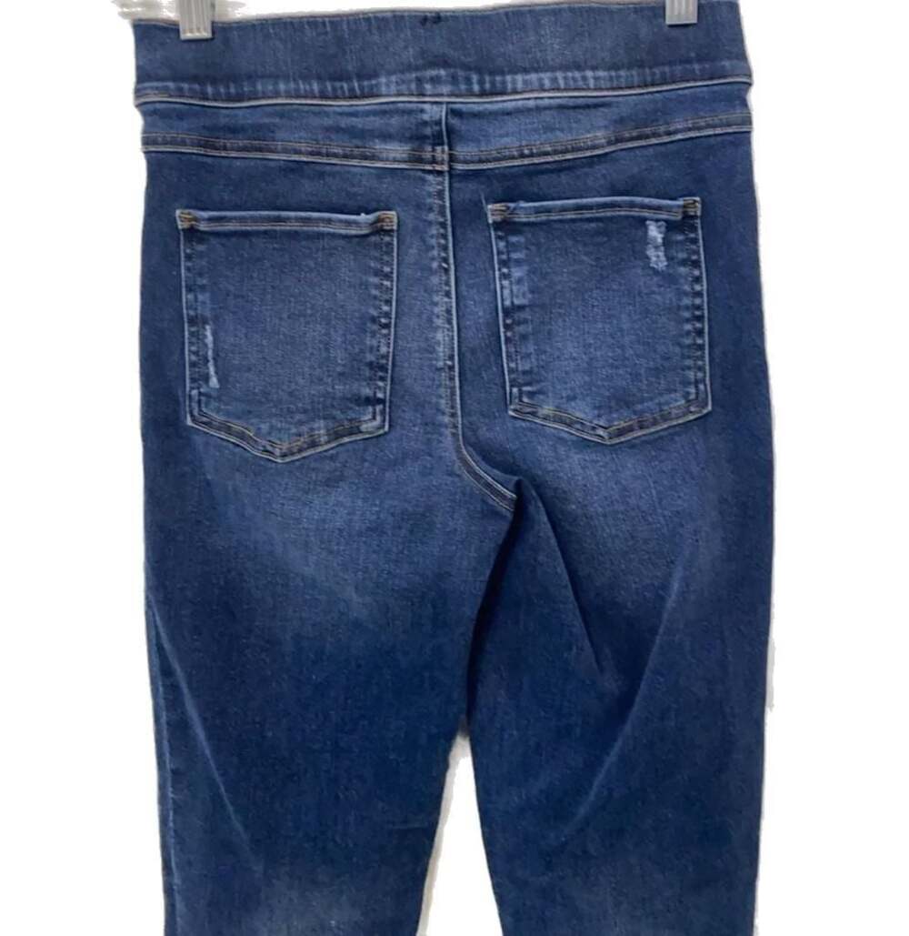 SPANX Pull On Jeans Women’s S/P Blue Sunny Distressed Fray Dark Wash Denim - Picture 6 of 9